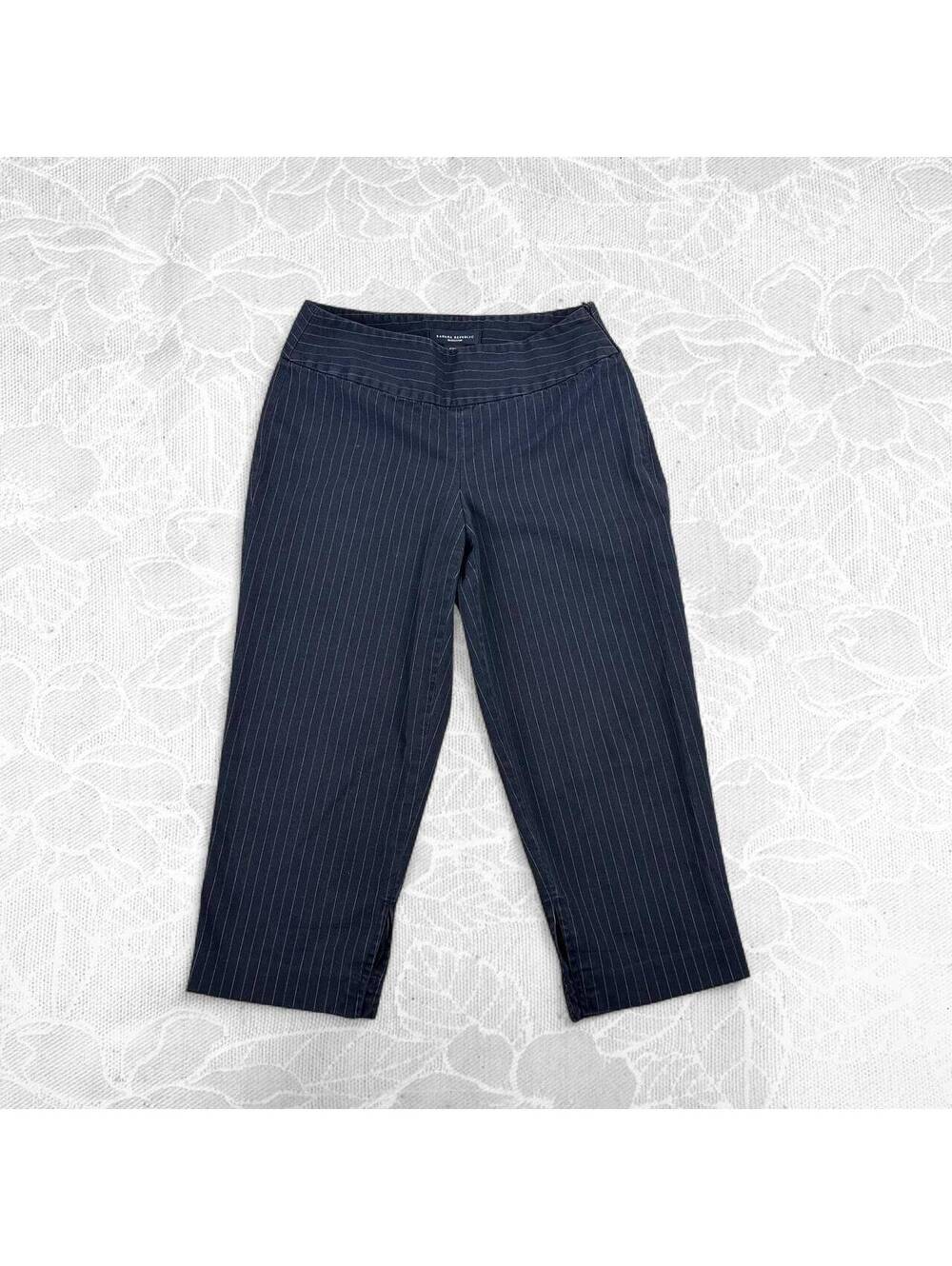 Banana Republic Harrison Petite Stretch Navy Pinstripe Capris - Size 0P